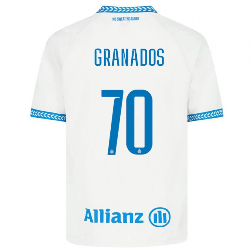 Danxen Kinderen Alejandro Granados #70 Blauw Wit Uitshirt Uittenue 2025/26 T-Shirt