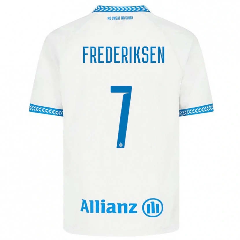 Danxen Kinderen Rebekka Frederiksen #7 Blauw Wit Uitshirt Uittenue 2025/26 T-Shirt
