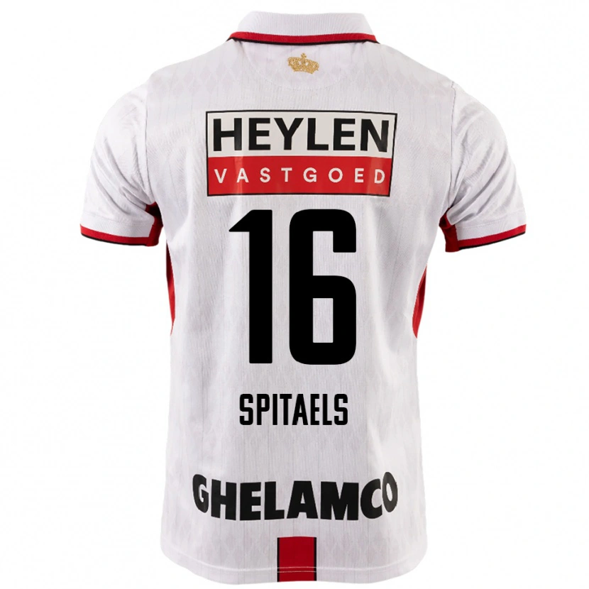 Danxen Kinderen Nathan Spitaels #16 Wit Rood Uitshirt Uittenue 2025/26 T-Shirt