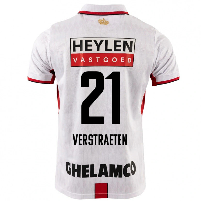 Danxen Kinderen Andreas Verstraeten #21 Wit Rood Uitshirt Uittenue 2025/26 T-Shirt