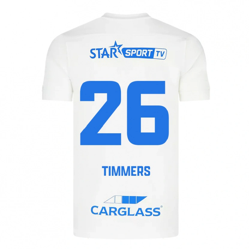 Danxen Kinderen Sebastiaan Timmers #26 Wit Blauw Uitshirt Uittenue 2025/26 T-Shirt
