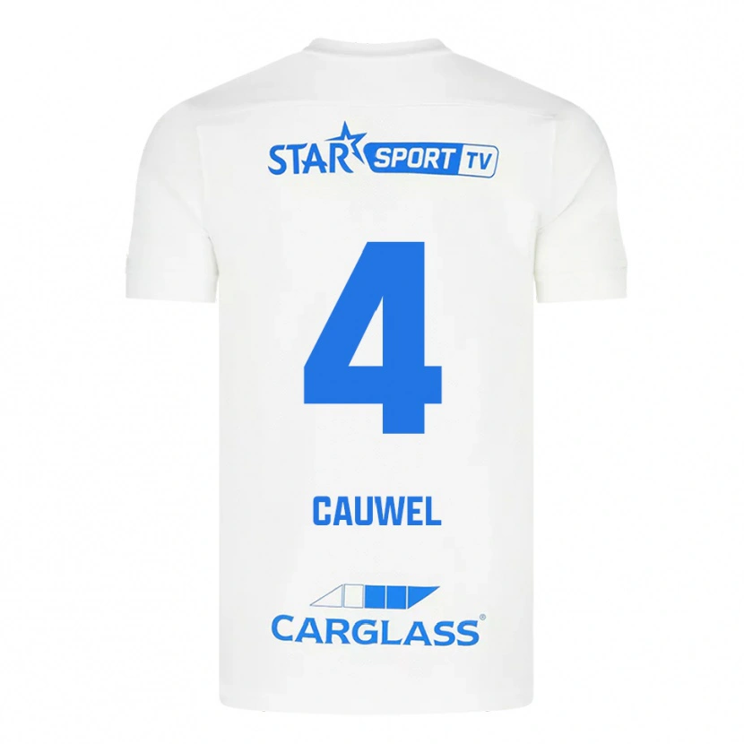 Danxen Kinderen Michiel Cauwel #4 Wit Blauw Uitshirt Uittenue 2025/26 T-Shirt