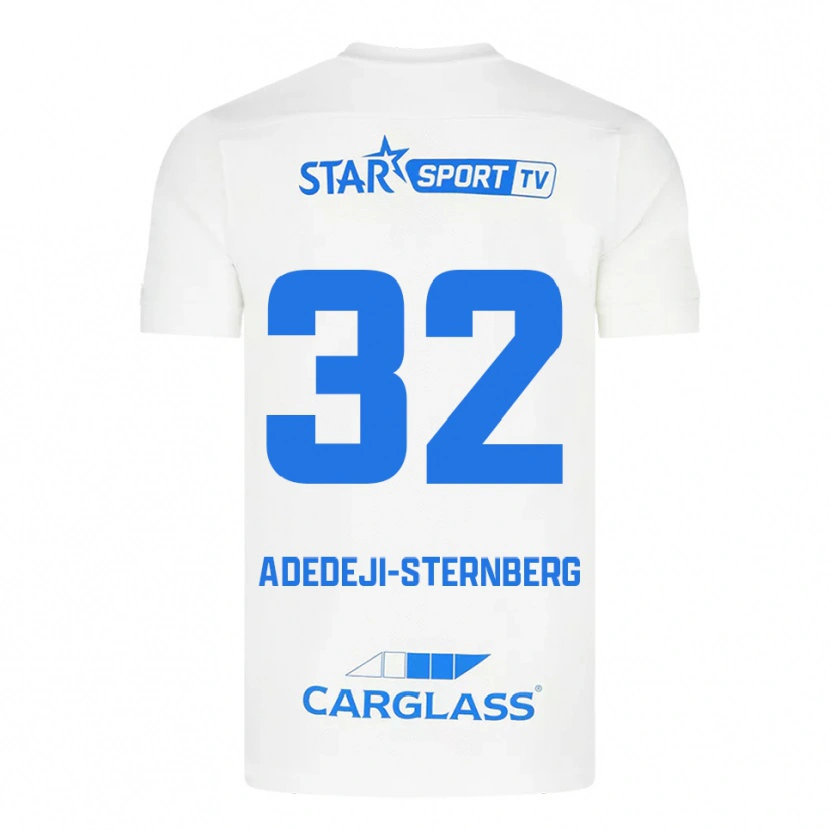 Danxen Kinderen Noah Adedeji-Sternberg #32 Wit Blauw Uitshirt Uittenue 2025/26 T-Shirt