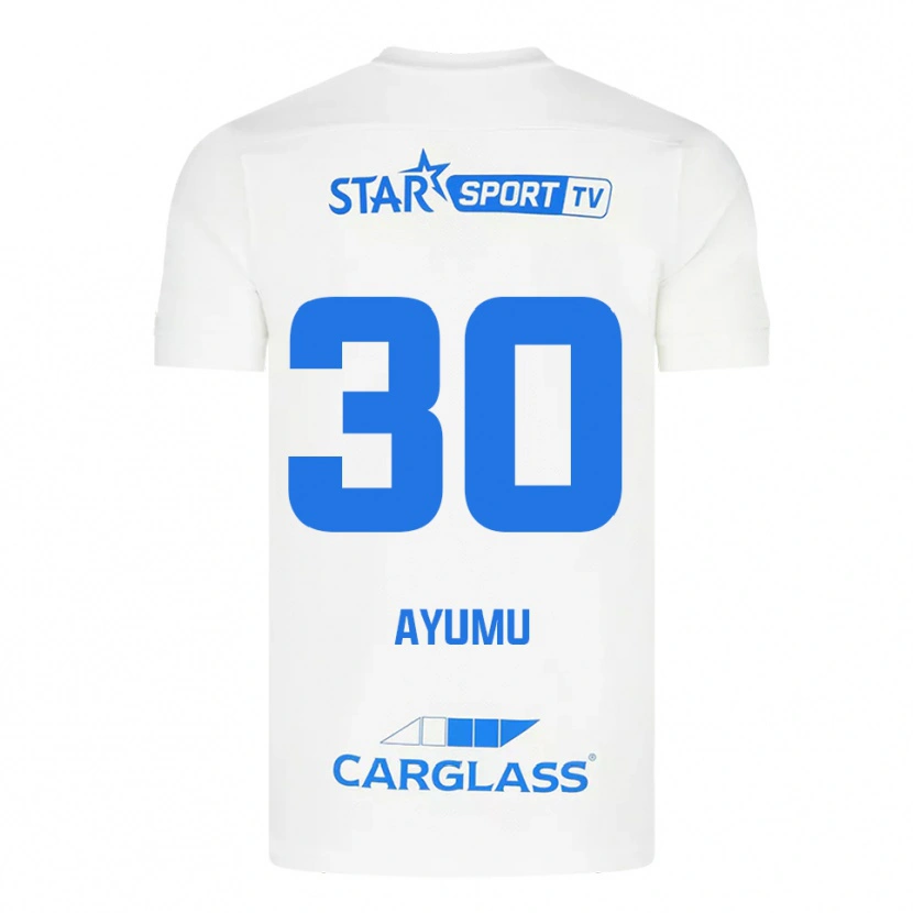 Danxen Kinderen Ayumu Yokoyama #30 Wit Blauw Uitshirt Uittenue 2025/26 T-Shirt