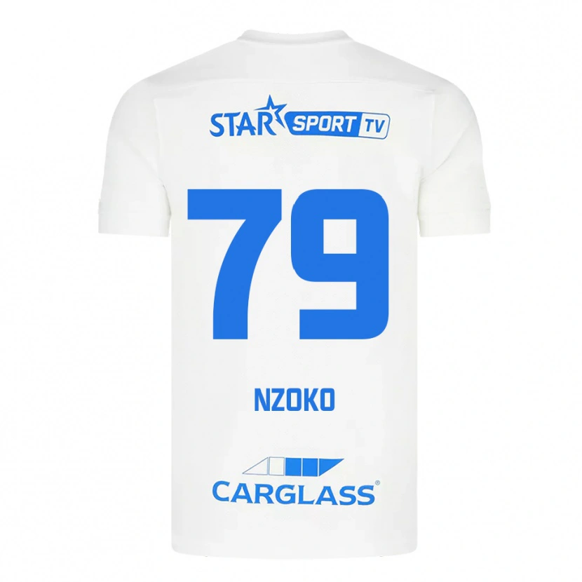 Danxen Kinderen Djoully Nzoko #79 Wit Blauw Uitshirt Uittenue 2025/26 T-Shirt