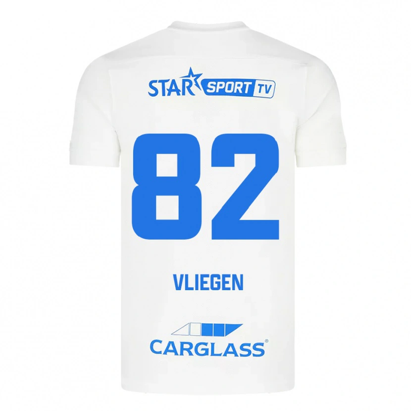 Danxen Kinderen Olivier Vliegen #82 Wit Blauw Uitshirt Uittenue 2025/26 T-Shirt