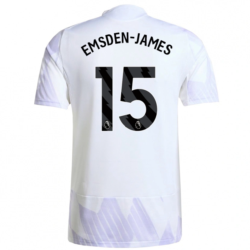 Danxen Kinderen Harley Emsden-James #15 Wit Paars Paars Uitshirt Uittenue 2025/26 T-Shirt