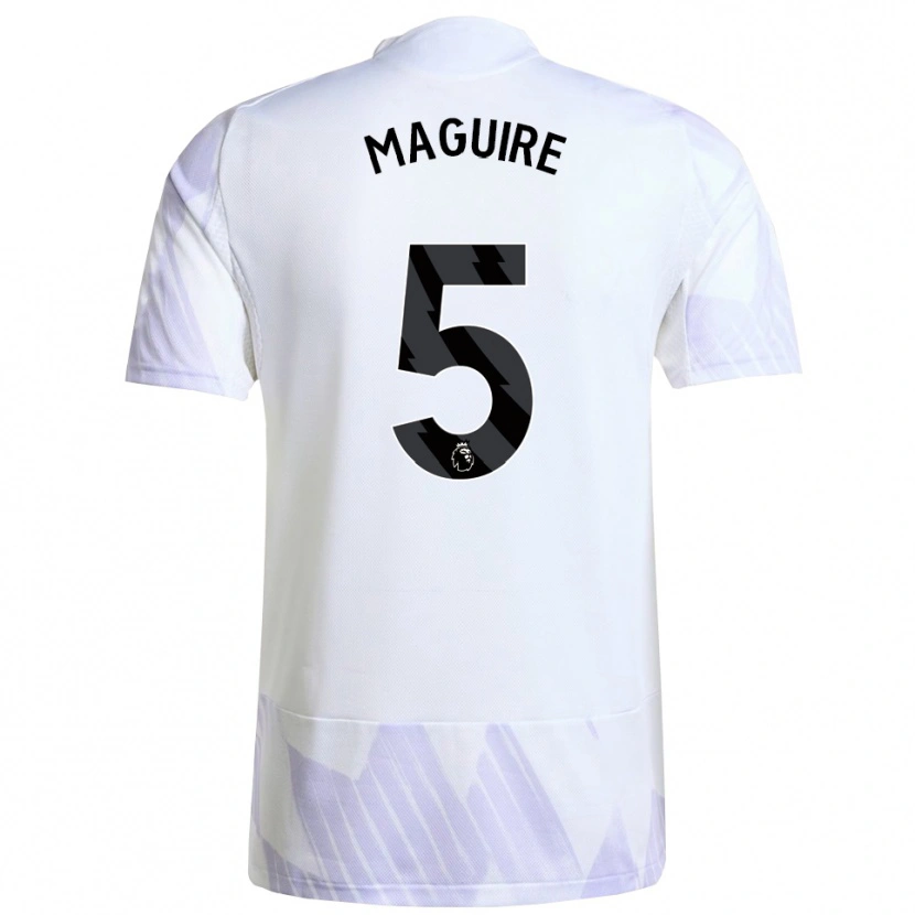 Danxen Kinderen Harry Maguire #5 Wit Paars Paars Uitshirt Uittenue 2025/26 T-Shirt