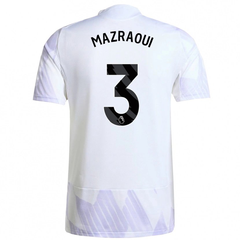 Danxen Kinderen Noussair Mazraoui #3 Wit Paars Paars Uitshirt Uittenue 2025/26 T-Shirt