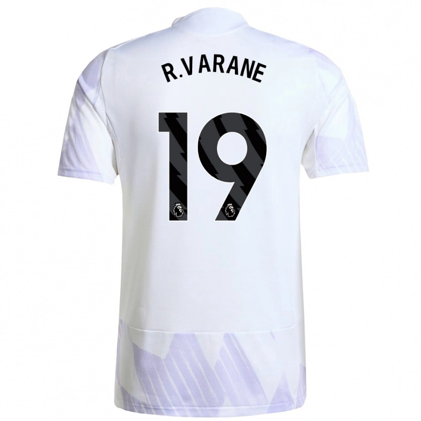 Danxen Kinderen Raphael Varane #19 Wit Paars Paars Uitshirt Uittenue 2025/26 T-Shirt