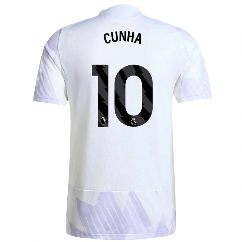 Danxen Kinderen Matheus Cunha #10 Wit Paars Paars Uitshirt Uittenue 2025/26 T-Shirt