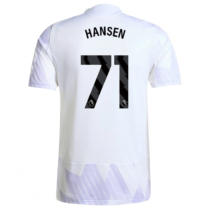 Danxen Kinderen Isak Hansen-Aaroen #71 Wit Paars Paars Uitshirt Uittenue 2025/26 T-Shirt