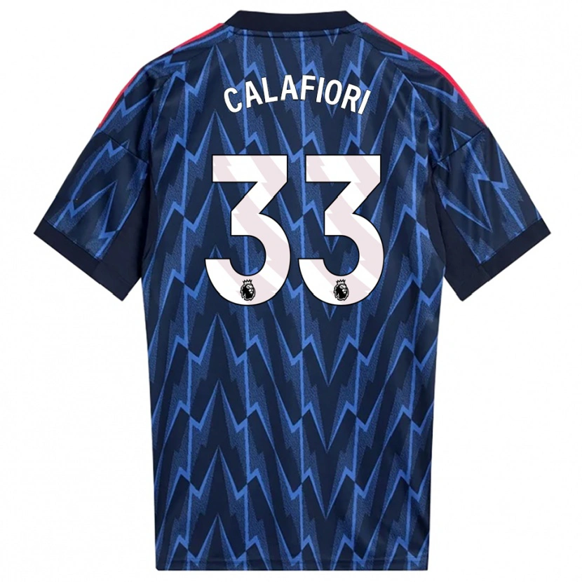 Danxen Kinderen Riccardo Calafiori #33 Marineblauw Rood Uitshirt Uittenue 2025/26 T-Shirt