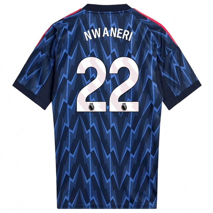 Danxen Kinderen Ethan Nwaneri #22 Marineblauw Rood Uitshirt Uittenue 2025/26 T-Shirt