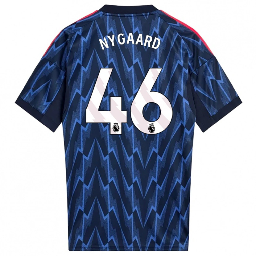 Danxen Kinderen Lucas Nygaard #46 Marineblauw Rood Uitshirt Uittenue 2025/26 T-Shirt