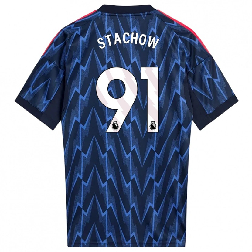 Danxen Kinderen Patrick Stachow #91 Marineblauw Rood Uitshirt Uittenue 2025/26 T-Shirt