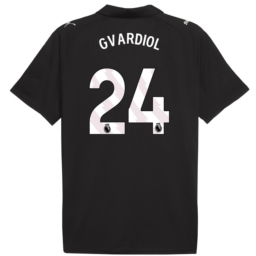 Danxen Kinderen Josko Gvardiol #24 Zwart Wit Uitshirt Uittenue 2025/26 T-Shirt