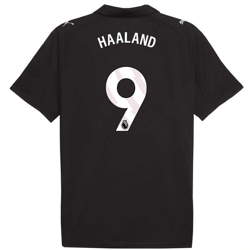 Danxen Kinderen Erling Haaland #9 Zwart Wit Uitshirt Uittenue 2025/26 T-Shirt