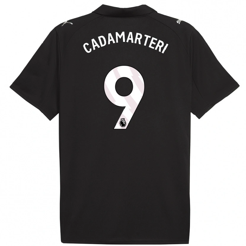 Danxen Kinderen Caelan Cadamarteri #9 Zwart Wit Uitshirt Uittenue 2025/26 T-Shirt