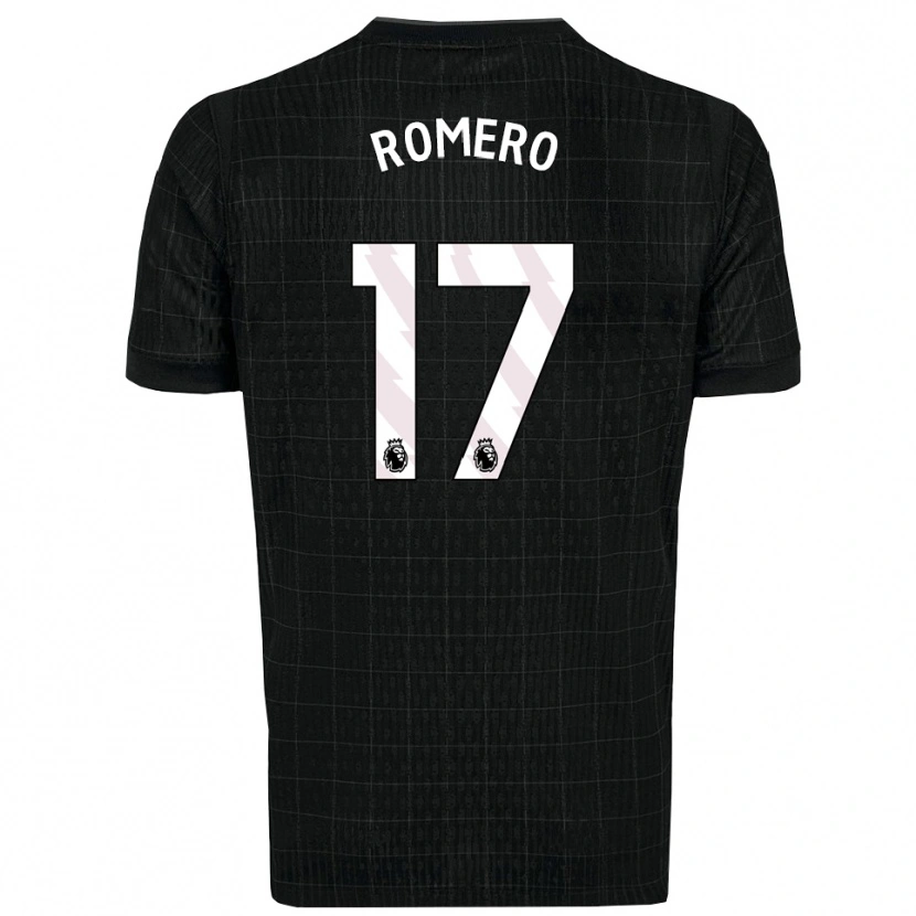 Danxen Kinderen Cristian Romero #17 Zwart Grijs Uitshirt Uittenue 2025/26 T-Shirt
