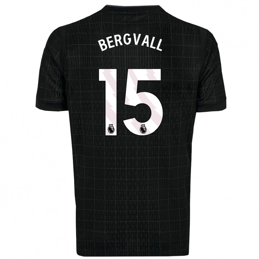 Danxen Kinderen Lucas Bergvall #15 Zwart Grijs Uitshirt Uittenue 2025/26 T-Shirt