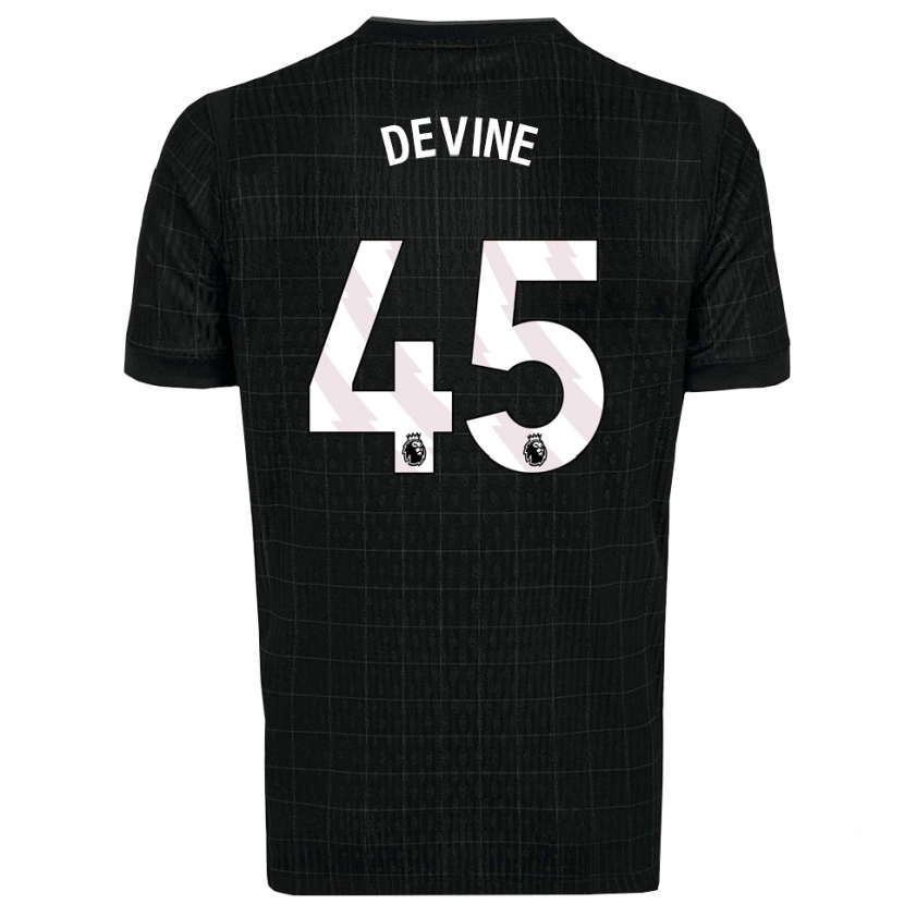 Danxen Kinderen Alfie Devine #45 Zwart Grijs Uitshirt Uittenue 2025/26 T-Shirt