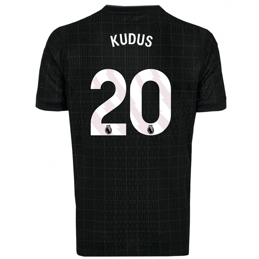 Danxen Kinderen Mohammed Kudus #20 Zwart Grijs Uitshirt Uittenue 2025/26 T-Shirt