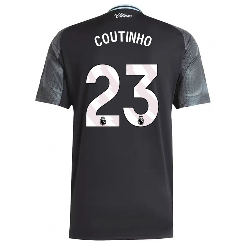 Danxen Kinderen Philippe Coutinho #23 Zwart Hemelsblauw Uitshirt Uittenue 2025/26 T-Shirt