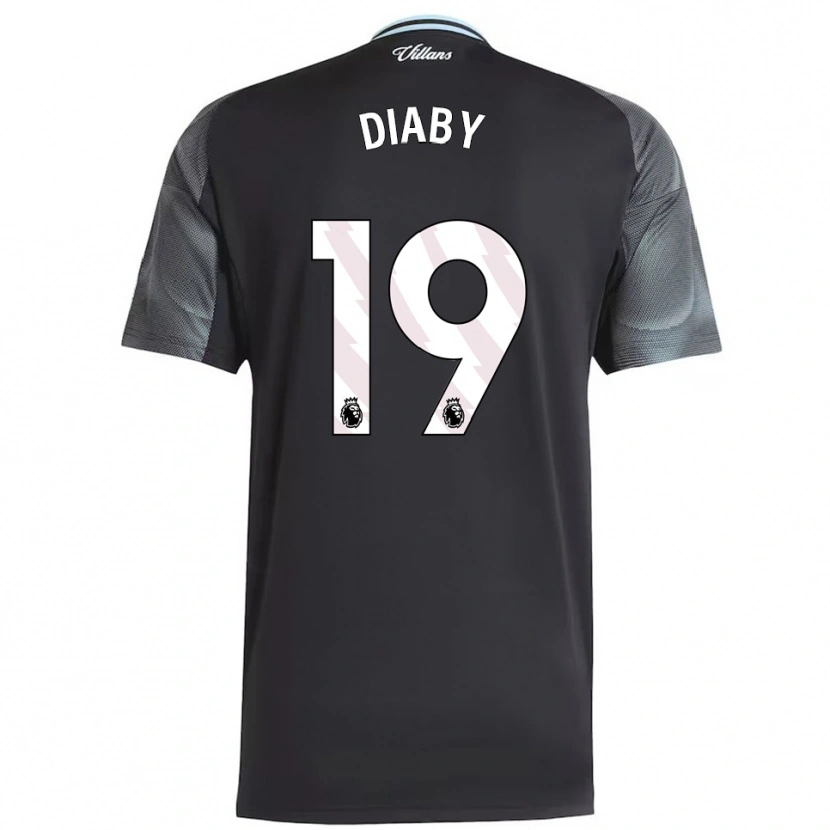 Danxen Kinderen Moussa Diaby #19 Zwart Hemelsblauw Uitshirt Uittenue 2025/26 T-Shirt