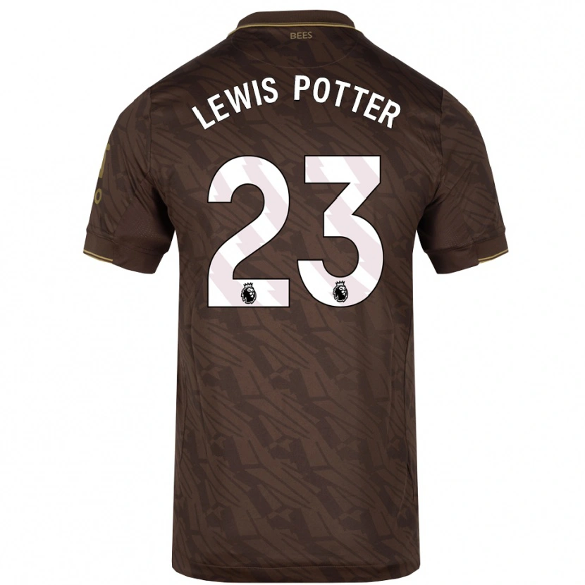 Danxen Kinderen Keane Lewis-Potter #23 Bruin Goud Uitshirt Uittenue 2025/26 T-Shirt
