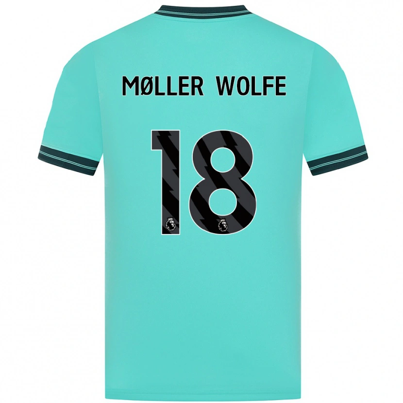 Danxen Kinderen David Møller Wolfe #18 Hemelsblauw Groen Uitshirt Uittenue 2025/26 T-Shirt