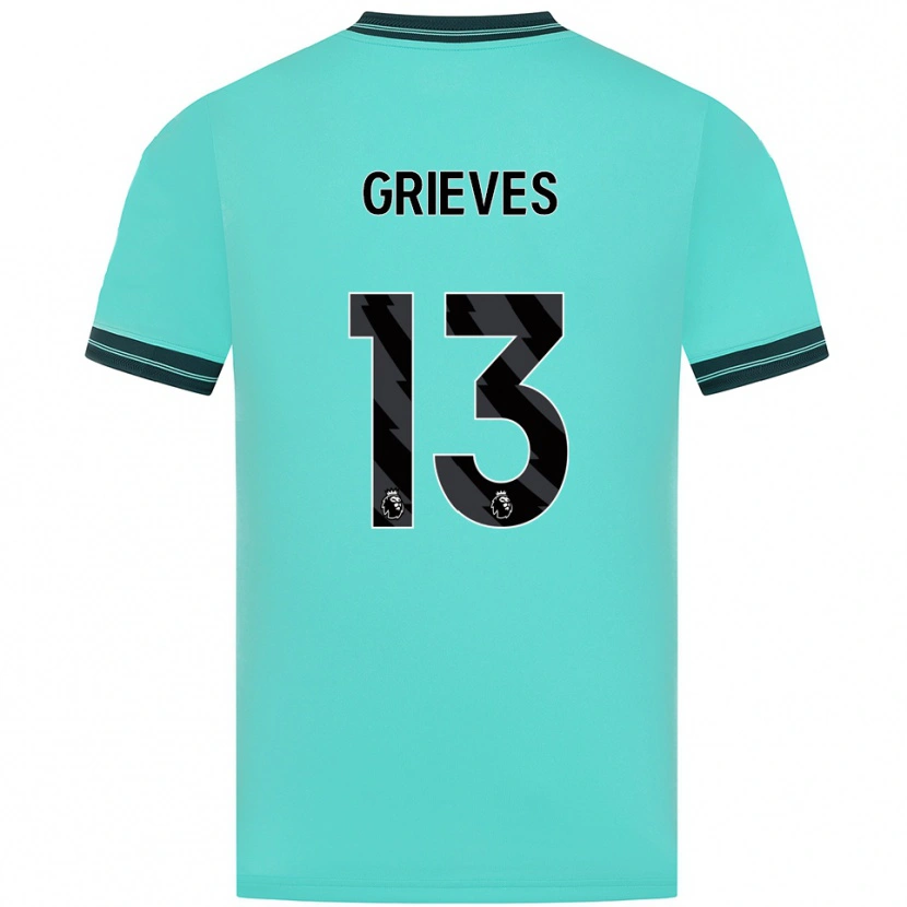 Danxen Kinderen Xander Grieves #13 Hemelsblauw Groen Uitshirt Uittenue 2025/26 T-Shirt