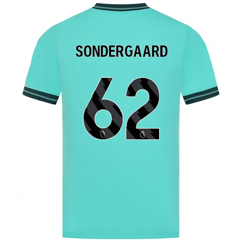 Danxen Kinderen Andreas Sondergaard #62 Hemelsblauw Groen Uitshirt Uittenue 2025/26 T-Shirt