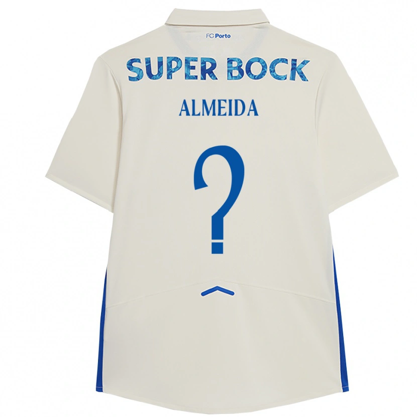 Danxen Kinderen Tomé Almeida #0 Wit Blauw Thuisshirt Derde Tenue 2025/26 T-Shirt