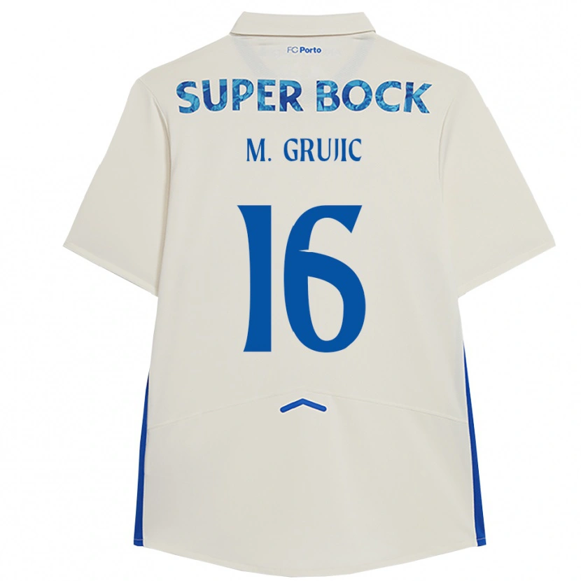 Danxen Kinderen Marko Grujić #16 Wit Blauw Thuisshirt Derde Tenue 2025/26 T-Shirt