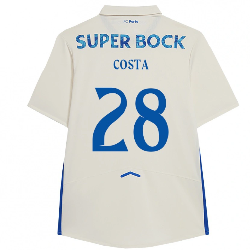 Danxen Kinderen Bruno Costa #28 Wit Blauw Thuisshirt Derde Tenue 2025/26 T-Shirt