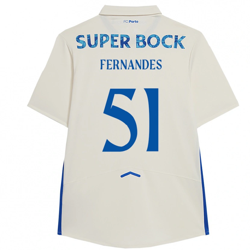 Danxen Kinderen Diogo Fernandes #51 Wit Blauw Thuisshirt Derde Tenue 2025/26 T-Shirt