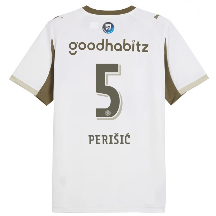 Danxen Kinderen Ivan Perišić #5 Wit Grijs Thuisshirt Derde Tenue 2025/26 T-Shirt