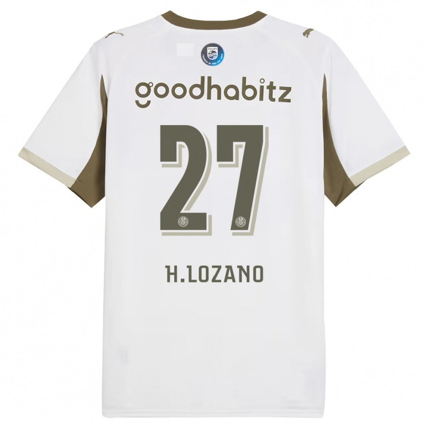 Danxen Kinderen Hirving Lozano #27 Wit Grijs Thuisshirt Derde Tenue 2025/26 T-Shirt