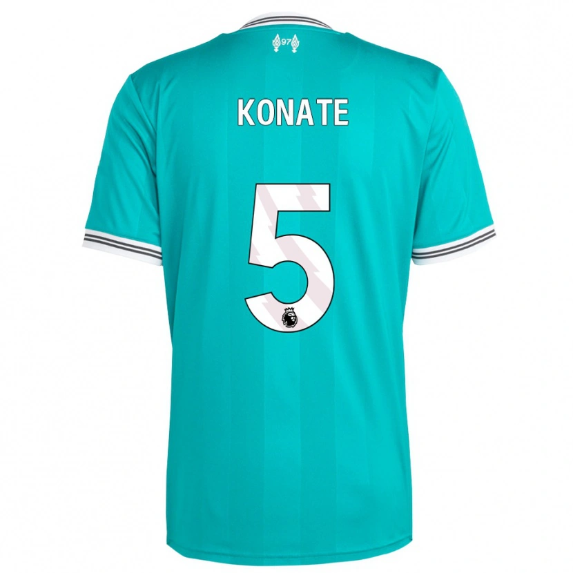 Danxen Kinderen Ibrahima Konaté #5 Groen Wit Thuisshirt Derde Tenue 2025/26 T-Shirt