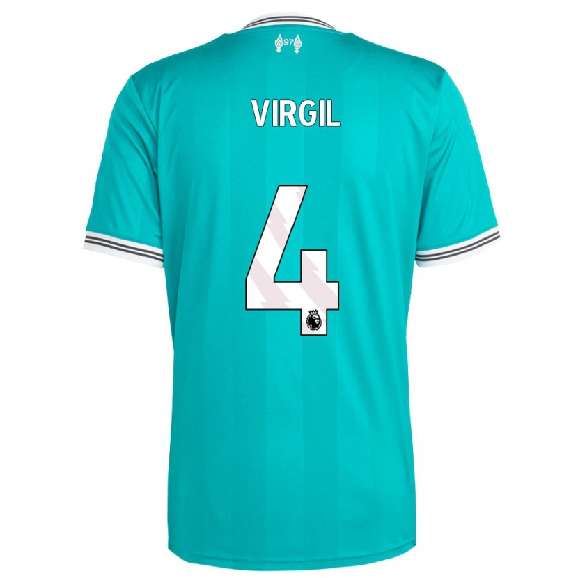 Danxen Kinderen Virgil Van Dijk #4 Groen Wit Thuisshirt Derde Tenue 2025/26 T-Shirt