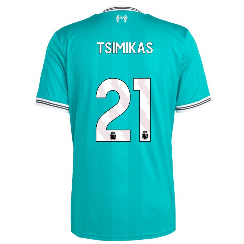 Danxen Kinderen Konstantinos Tsimikas #21 Groen Wit Thuisshirt Derde Tenue 2025/26 T-Shirt