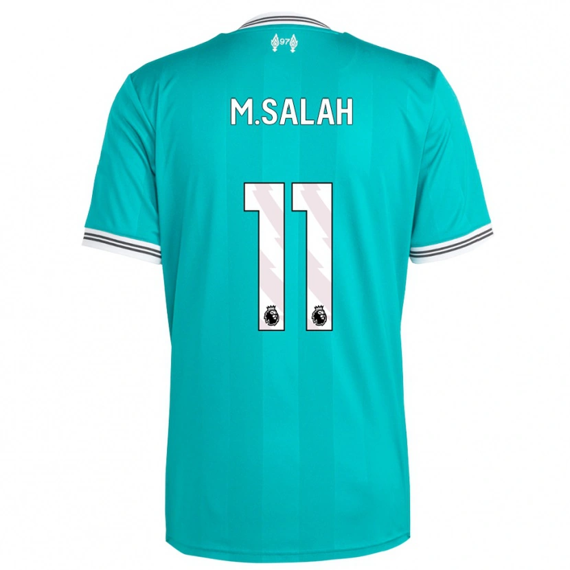 Danxen Kinderen Mohamed Salah #11 Groen Wit Thuisshirt Derde Tenue 2025/26 T-Shirt