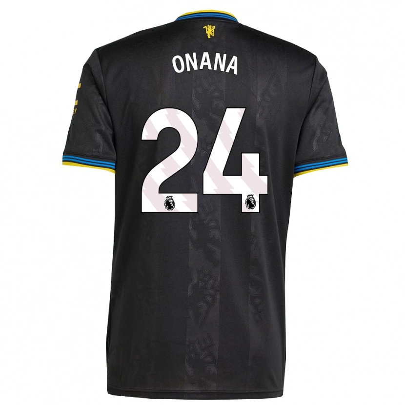Danxen Kinderen André Onana #24 Zwart Geel Blauw Thuisshirt Derde Tenue 2025/26 T-Shirt