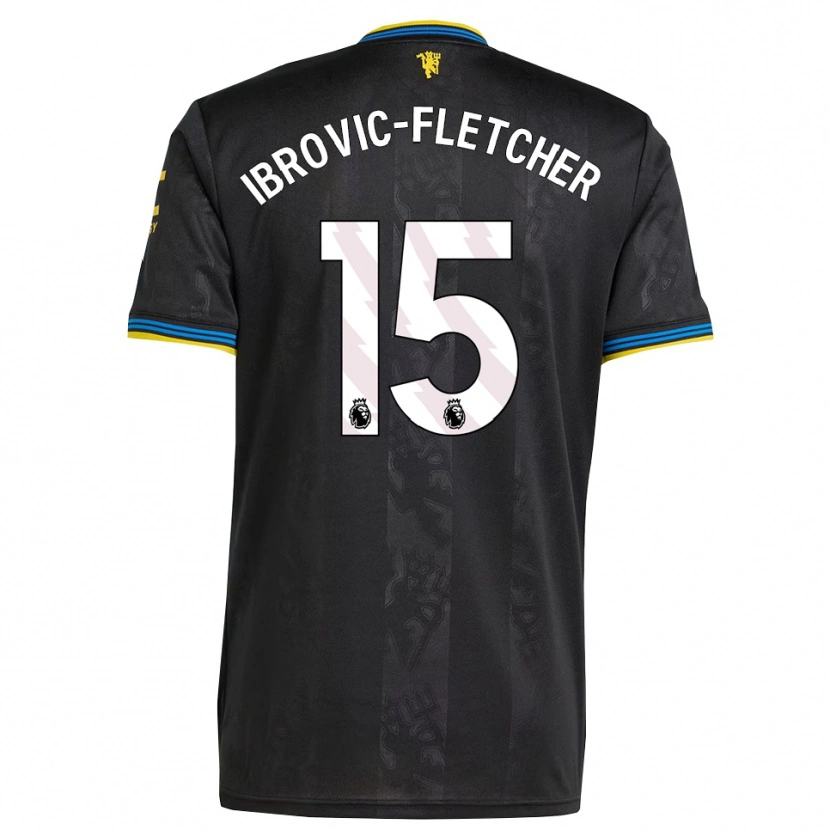 Danxen Kinderen Edward Ibrovic-Fletcher #15 Zwart Geel Blauw Thuisshirt Derde Tenue 2025/26 T-Shirt