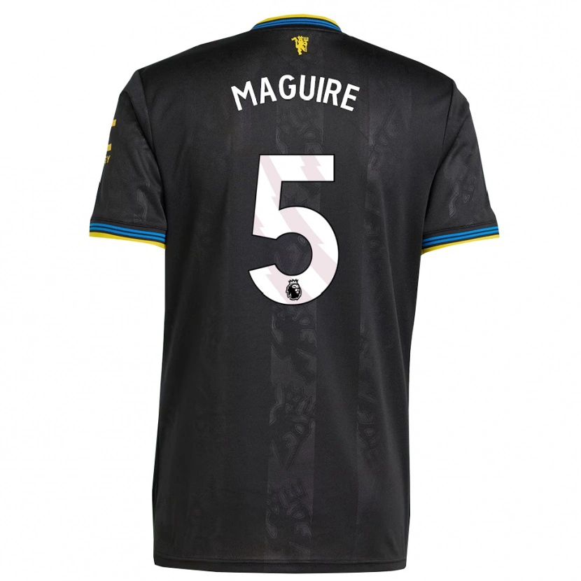 Danxen Kinderen Harry Maguire #5 Zwart Geel Blauw Thuisshirt Derde Tenue 2025/26 T-Shirt