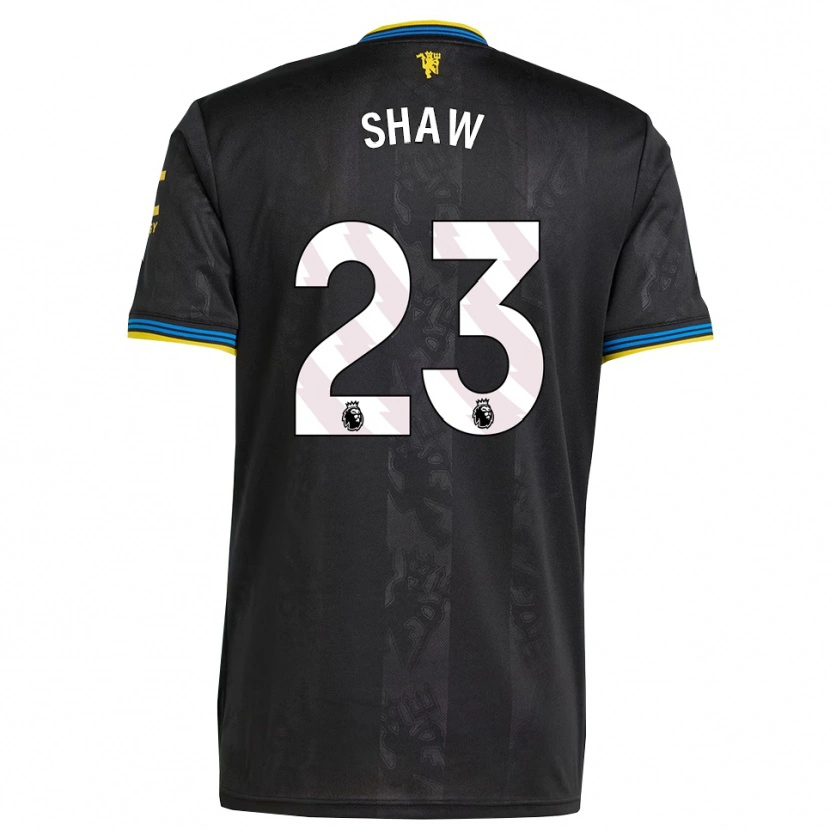 Danxen Kinderen Luke Shaw #23 Zwart Geel Blauw Thuisshirt Derde Tenue 2025/26 T-Shirt