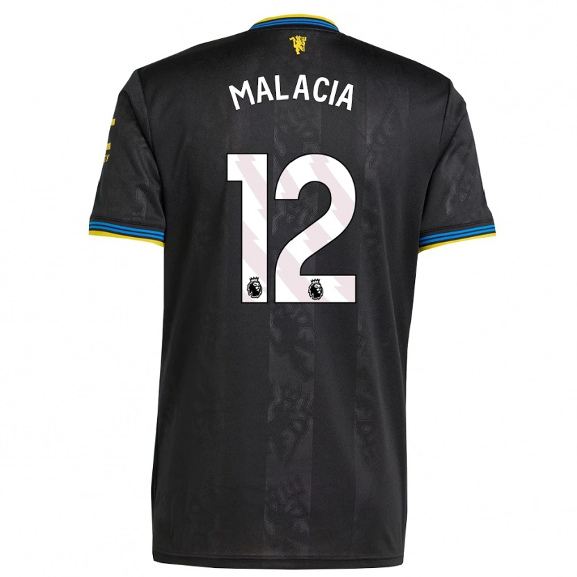 Danxen Kinderen Tyrell Malacia #12 Zwart Geel Blauw Thuisshirt Derde Tenue 2025/26 T-Shirt
