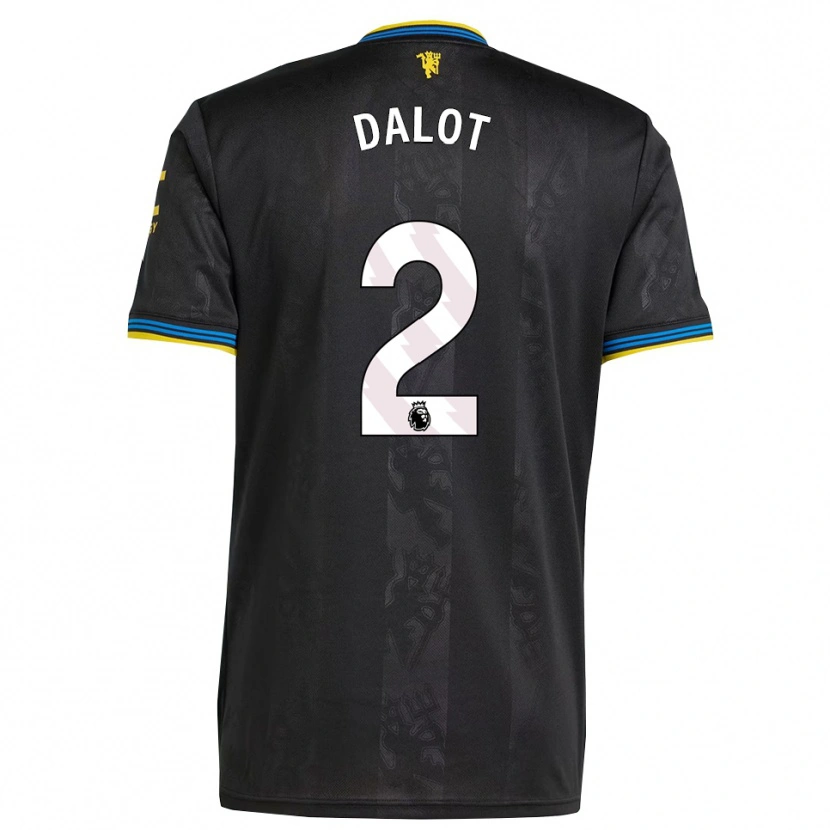 Danxen Kinderen Diogo Dalot #2 Zwart Geel Blauw Thuisshirt Derde Tenue 2025/26 T-Shirt