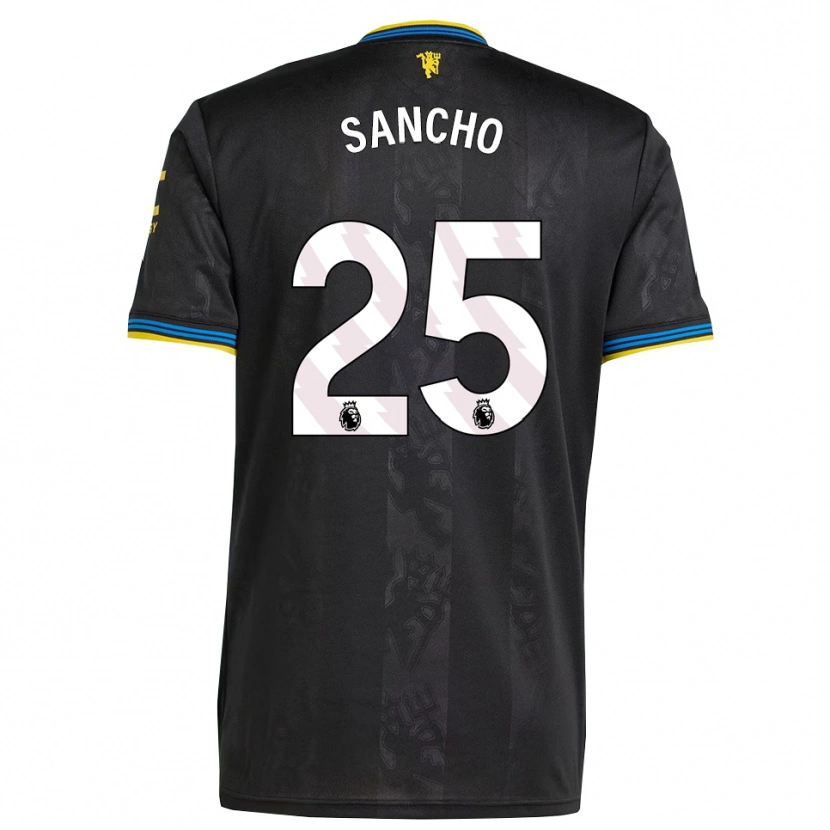 Danxen Kinderen Jadon Sancho #25 Zwart Geel Blauw Thuisshirt Derde Tenue 2025/26 T-Shirt